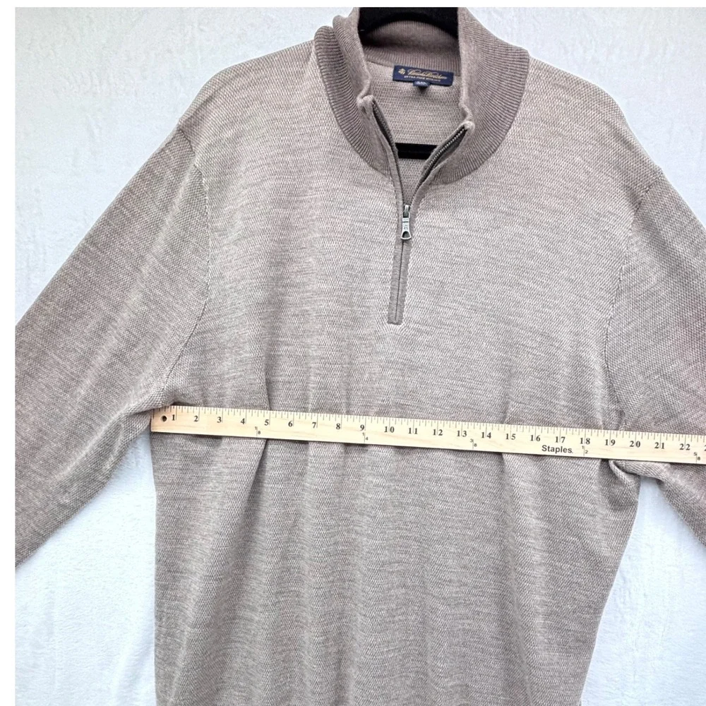 Brooks Brothers Mens Quarter Zip Sweater XXL‎ Merino Wool Tan Quiet Luxury Basic